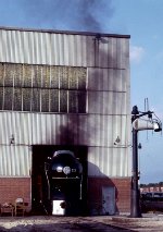 Norfolk & Western J-Class #611 has been pulled out into the open air so the boiler can be fired off for a valve, fitting, gauge, etc. check. At the Southern Railway Norris Yard System Steam Shop 